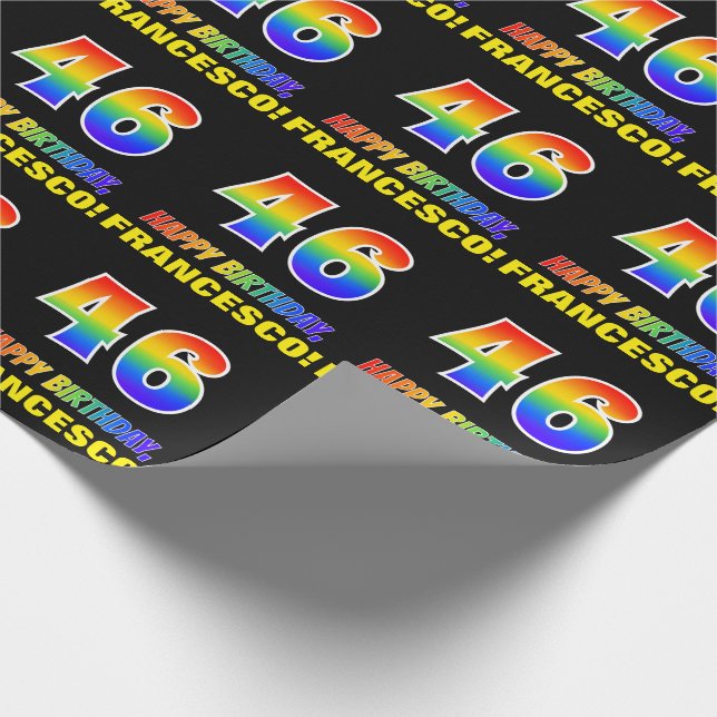 Papier Cadeau 46e anniversaire : Bold, amusant, simple, arc-en-c (Coin)