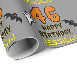 Papier Cadeau 46e anniversaire : Thème d'Halloween Éffrayant, No