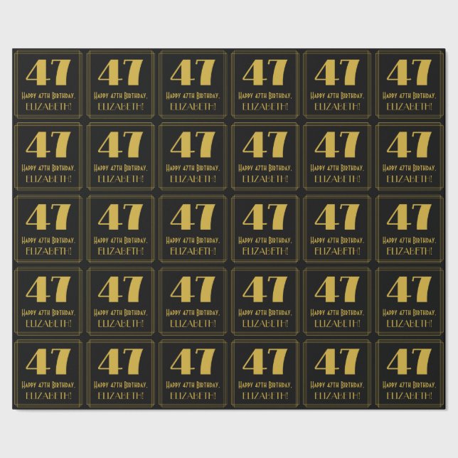 Papier Cadeau 47e anniversaire ~ Art Déco Inspiré Look "47", Nom (Couture)