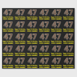 Papier Cadeau 47e anniversaire : Nom et Faux Motif de grains de 