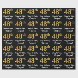 Papier Cadeau 48e anniversaire : Elégant luxe Faux Gold Look #