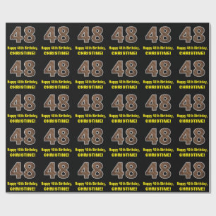 Papier Cadeau 48e anniversaire : Nom et Faux Motif de grains de 