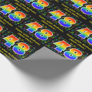 Papier Cadeau 48e Anniversaire : Symboles musicaux colorés, arc-