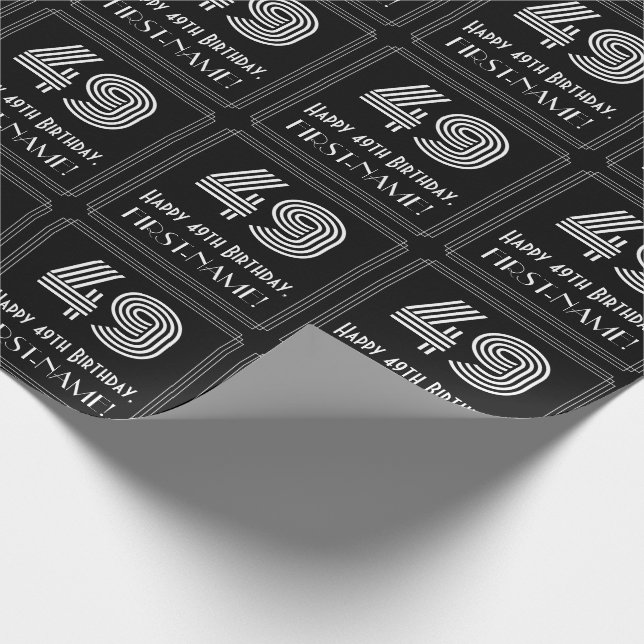 Papier Cadeau 49e anniversaire : Art Déco Inspiré Look "49" avec (Coin)