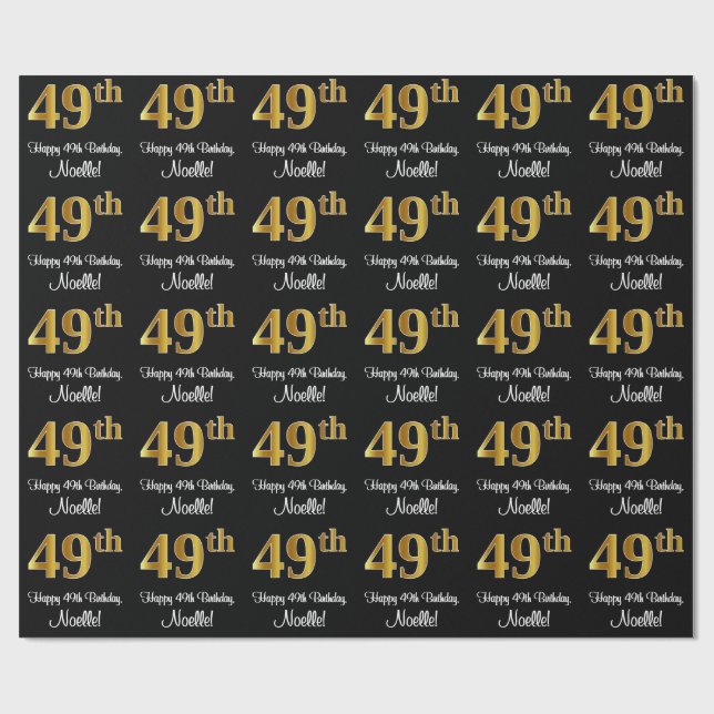 Papier Cadeau 49e anniversaire : Elégant luxe Faux Gold Look # (Plat)