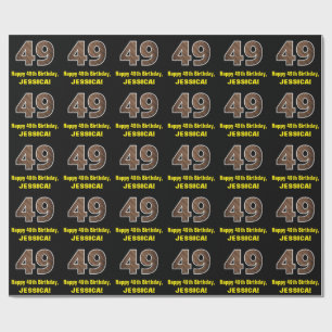 Papier Cadeau 49e anniversaire : Nom et Faux Motif de grains de