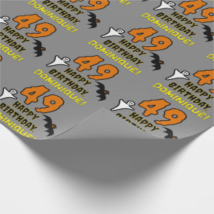 Papier Cadeau 49e anniversaire : Thème d'Halloween Éffrayant, No