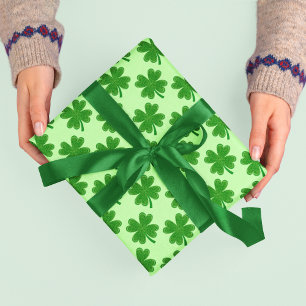 Papier Cadeau 4 Feuilles Clover St Patrick's Day Light Green