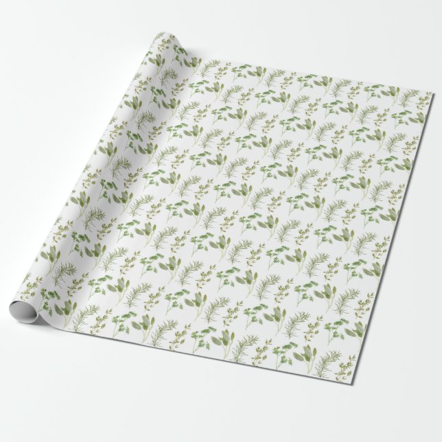Papier Cadeau 4 HERBES FRAÎCHES Papier à envelopper (Déroulé)