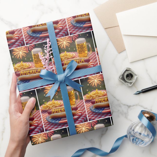 Papier Cadeau 4 juillet américain Hot Dog (Cadeaux)