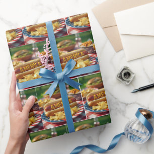 Papier Cadeau 4 juillet américain Hot Dog