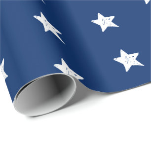 Papier Cadeau 4 juillet étoiles de bleu et de blanc