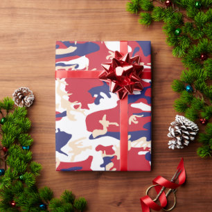 Papier Cadeau 4 juillet, Jour de l'Indépendance, Beige de camouf