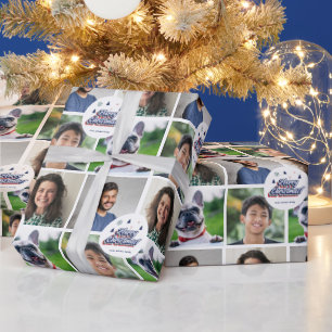 Papier Cadeau 4 Photo Famille & Animaux de Compagnie Retro Xmas 