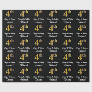 Papier Cadeau 4e anniversaire : Elégant look luxe Faux Gold #
