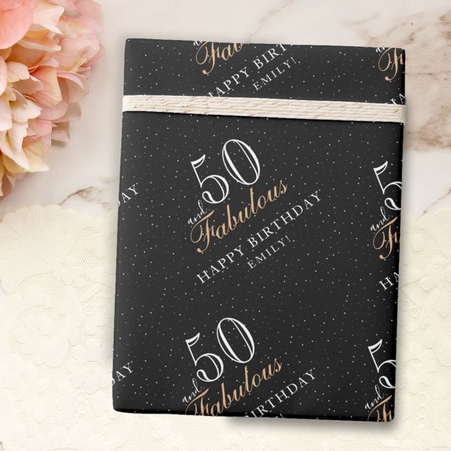Papier Cadeau 50 et fabuleux Black moderne 50e anniversaire (Créateur téléchargé)