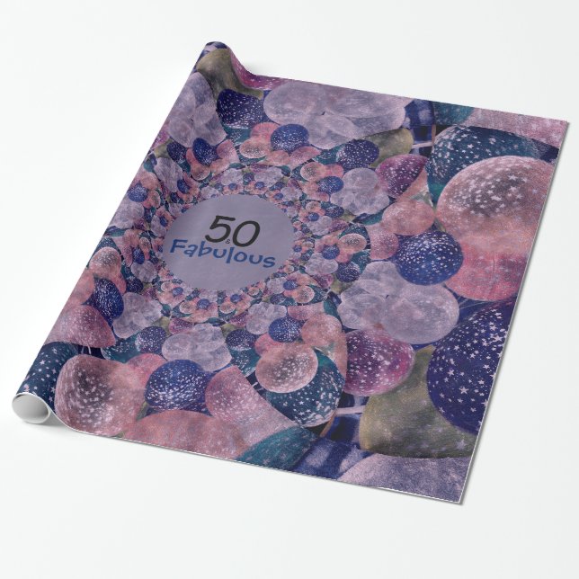 Papier Cadeau 50 et pourpre fabuleux monte en ballon (Déroulé)
