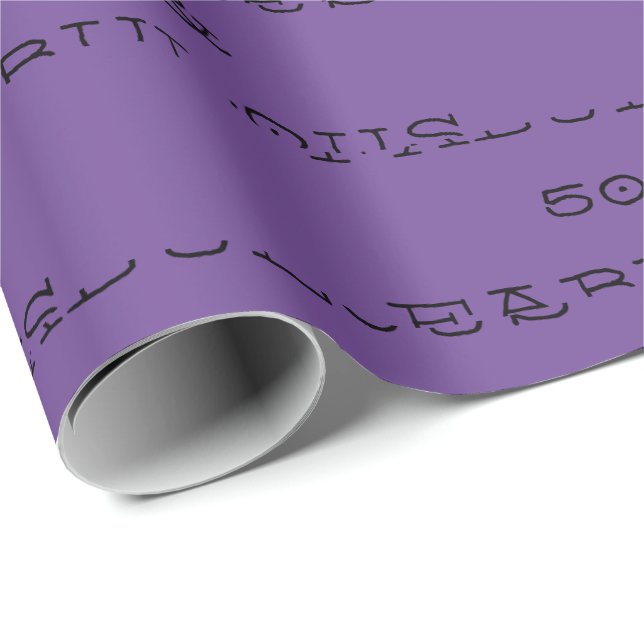 Papier Cadeau 50 & Fabuleux Anniversaire de papier noir (Coin rond)