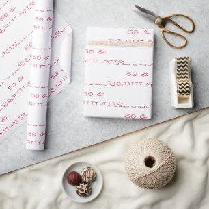 Papier Cadeau 50 & Fabuleux Anniversaire Pink Texte Papier
