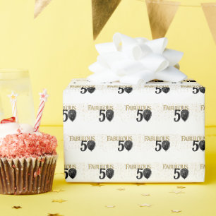Papier Cadeau 50 & Fabuleux Black Gold Glam Wrapping Papier