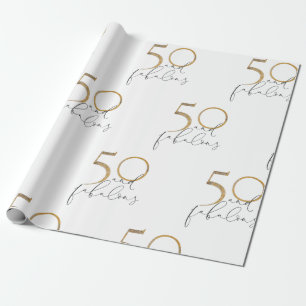 Papier Cadeau 50 & Fabulous Black Whit Gold 50e fête d'anniversa