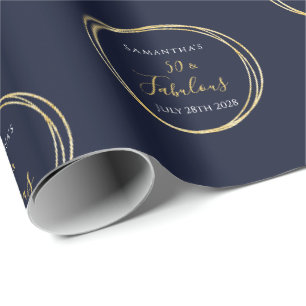 Papier Cadeau 50e anniversaire 50 et Fabulous Marine Gold Birthd