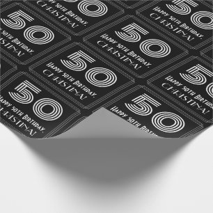 Papier Cadeau 50e anniversaire : Art Déco inspiré look "50" avec