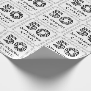 Papier Cadeau 50e anniversaire : Art Déco Style inspiré "50" + N