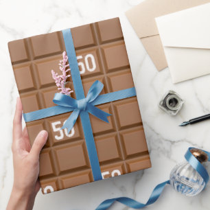 Papier Cadeau 50e anniversaire Chocolat Barre à sucreries Papier