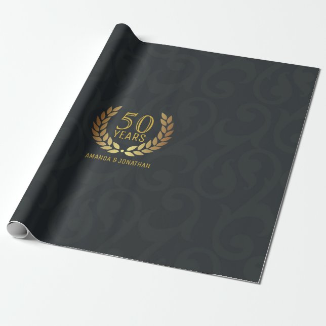 Papier Cadeau 50e anniversaire de Mariage d'or personnalisable (Déroulé)