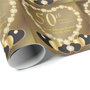 Papier Cadeau 50e anniversaire de Mariage d'or   Texte do-it-you