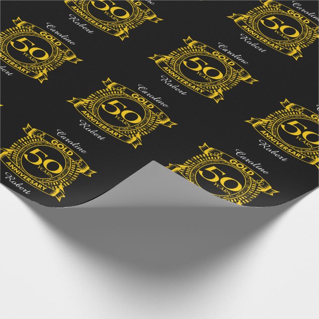 Papier Cadeau 50e anniversaire du Mariage d'or (Coin)