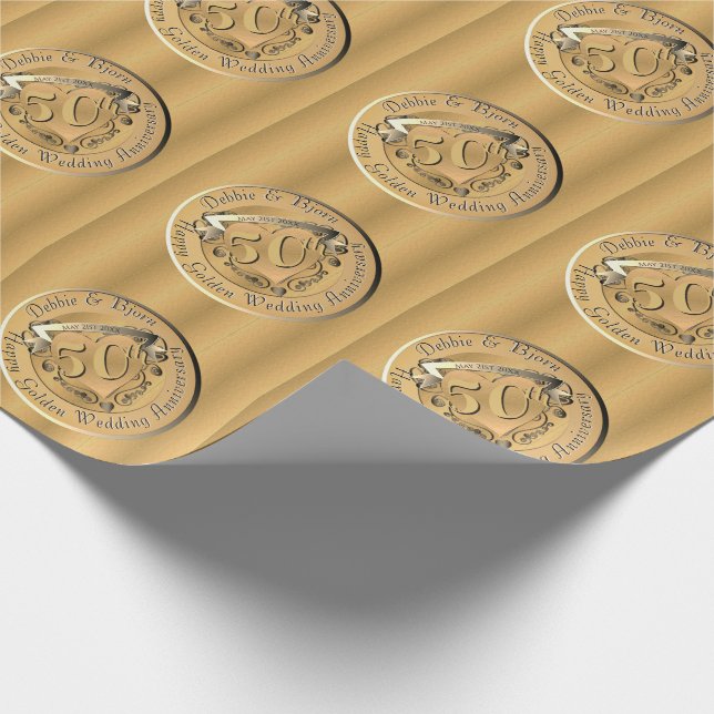 Papier Cadeau 50e anniversaire du Mariage médaille d'or papier d (Coin)