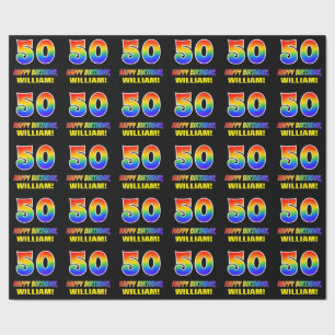 Papier Cadeau 50e anniversaire : Gras, amusant, simple, Arc-en-c