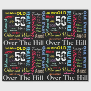 Papier Cadeau 50e anniversaire heureux en style Graffiti