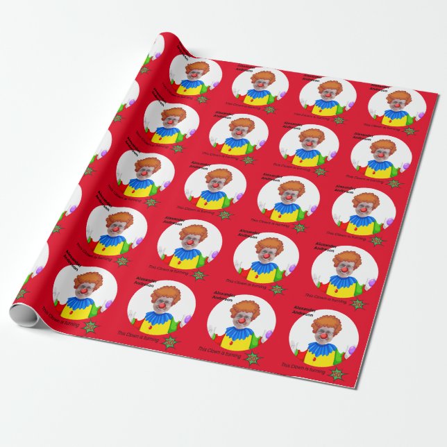 Papier Cadeau 50e Anniversaire Hommes Nouveau drôle Clown Jaune  (Déroulé)