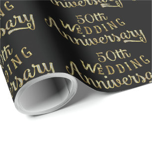 Papier Cadeau 50e anniversaire Mariage Gold texte Design