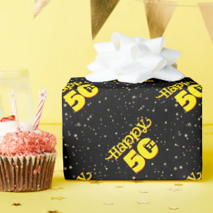 Papier Cadeau 50e anniversaire NOIR