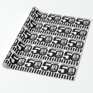 Papier Cadeau 50e anniversaire photo amusant noir et blanc embal