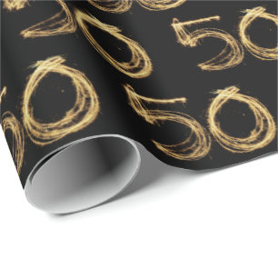 Papier Cadeau 50e anniversaire Sparklers en noir