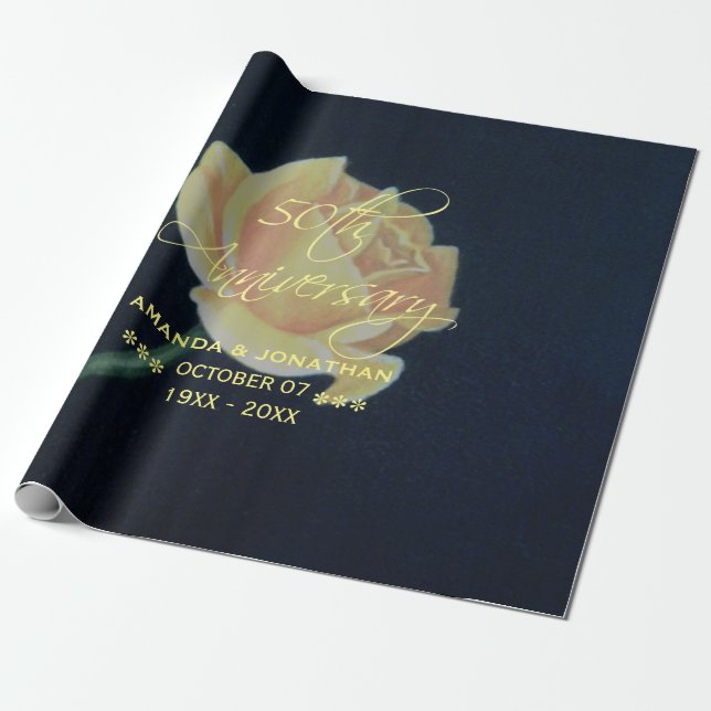 Papier Cadeau 50e Rose du cinquantième anniversaire de Mariage d (Déroulé)