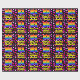 Papier Cadeau 51e anniversaire : Amour Hearts Motif, Arc-en-ciel