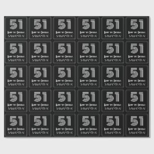 Papier Cadeau 51e anniversaire : Art Déco Inspiré Look "51" avec