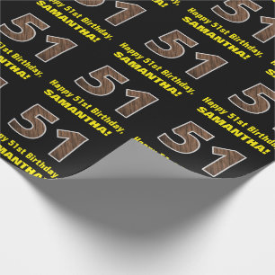 Papier Cadeau 51e anniversaire : Nom et Faux Motif de grains de 