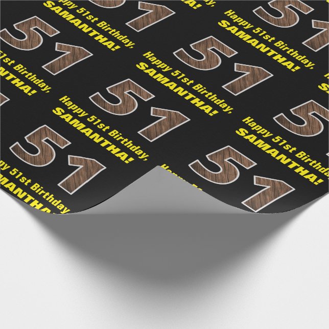 Papier Cadeau 51e anniversaire : Nom et Faux Motif de grains de  (Coin)