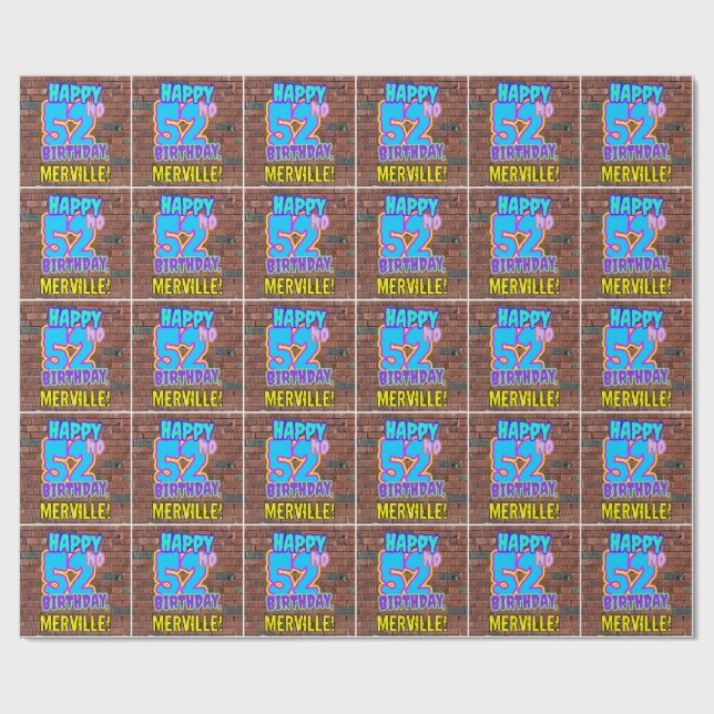 Papier Cadeau 52e anniversaire : Amusant, Graffiti urbain inspir (Plat)