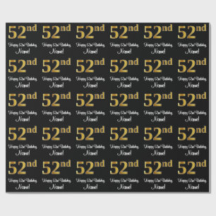 Papier Cadeau 52e anniversaire : Elégant Luxueux Faux Gold Look