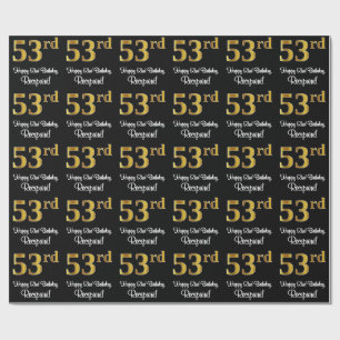 Papier Cadeau 53e anniversaire : Elégant luxe Faux Gold Look #