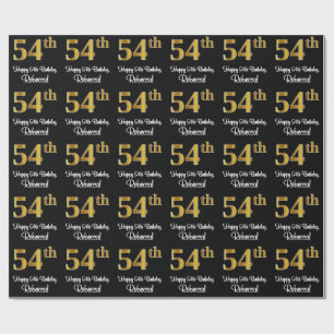 Papier Cadeau 54e anniversaire : Elégant luxe Faux Gold Look #
