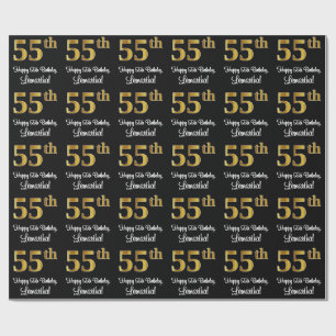 Papier Cadeau 55e anniversaire : Elégant Luxueux Faux Gold Look